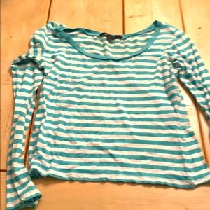 Thin long sleeve striped turquoise shirt